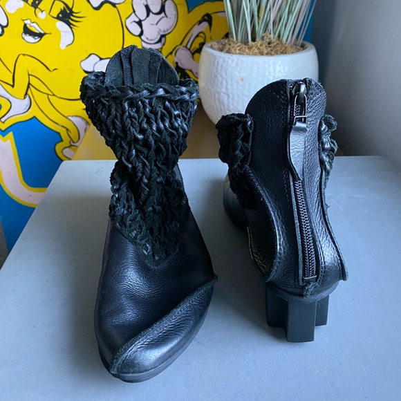 RARE Trippen Crochet Leather Witch Boots goth hippie boho cottagecore 38 7.5 39 - Picture 7 of 8